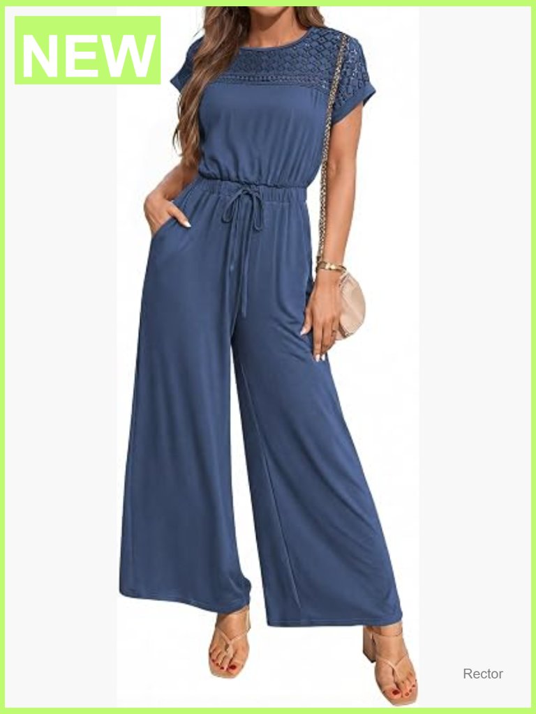 Women's Dressy Casual Jumpsuit Wide Leg Romper With Pockets